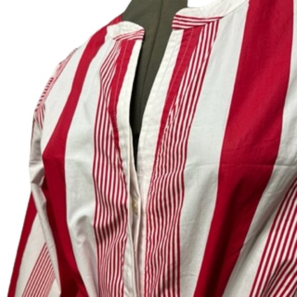 J. CREW Red And White Shirt Dress Tassel Hemline - Picture 6 of 16